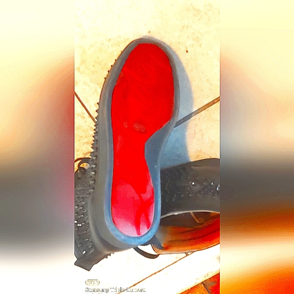 CHRISTIAN LOUBOUTIN Black Louis Sneakers Rubber Spikes, Red Souls Size 9 - Picture 2 of 3